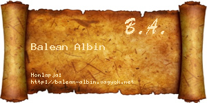 Balean Albin névjegykártya
